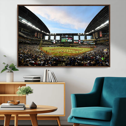 92672-MGV-FC-36X24_Walnut-Chase Field Stadium Wall Art Canvas Print, Framed Arizona Stadium Art Picture Print, Chase Stadium Perfect Sports Room Decor