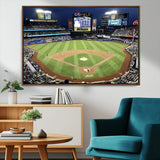 87666-MGV-FC-36X24_Walnut-City Field Stadium Wall Art Canvas Print, Framed New York Stadium Art Picture Print, Citi Field Stadium Perfect Sport Room Decor