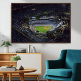 16515-MGV-FC-36X24_Walnut-Dodgers Stadium Wall Art Canvas Print, Framed Baseball Stadium Art Picture Print, Dodgers Field Perfect Sport Room Decor Artwork