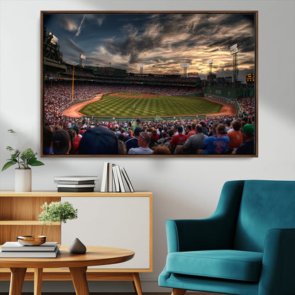 53432-MGV-CV-36X24-Fenway Park Stadium Wall Art Canvas Print, Framed Boston Baseball Stadium Art Picture Print, Massachusetts Fenway Park Perfect