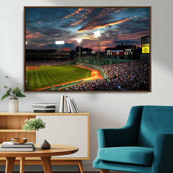 66781-MGV-CV-36X24-Baseball Stadium Wall Art – Canvas Print Evening Game Field Packed Crowd Sunset Sky Sports Photography, Dynamic Decor for Game