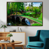 57655-MGV-CV-36X24-Golf Course Wall Art – Canvas Print Scenic Green Fairway Stone Bridge Water Reflection Landscape, Classic Sports Decor for Office,