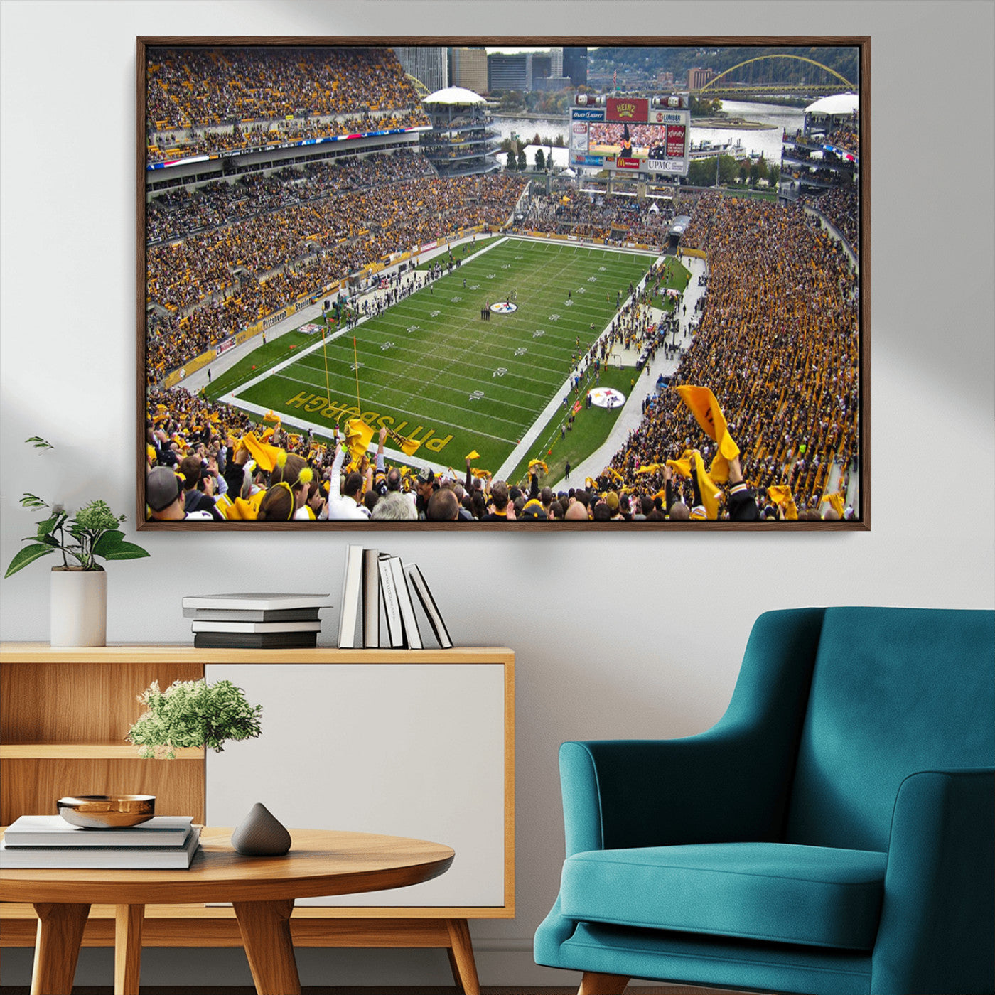 51419-MGV-CV-36X24-Heinz Field Wall Art Canvas Print, Framed Pittsburgh Stadium Field Art Picture Print, Heinz Stadium Field Perfect Sports Room