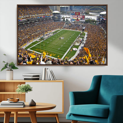 51419-MGV-CV-36X24-Heinz Field Wall Art Canvas Print, Framed Pittsburgh Stadium Field Art Picture Print, Heinz Stadium Field Perfect Sports Room