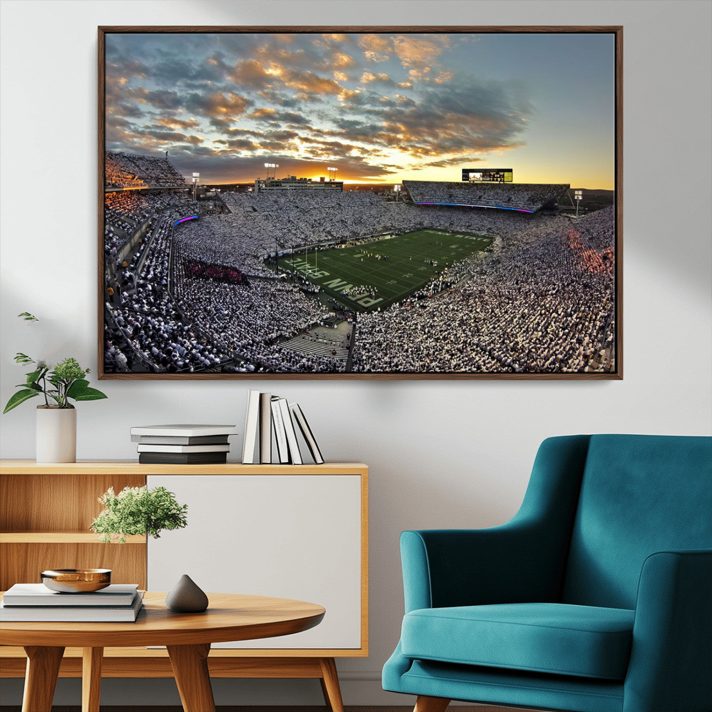 38807-MGV-CV-36X24-Beaver Stadium Wall Art Canvas Print, Framed Beaver Stadium Field Art Picture Print, Football Stadium Perfect Sport Room Decor