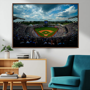 37127-MGV-CV-36X24-Kauffman Stadium Wall Art Canvas Print, Framed Kansas City Royals Field Art Picture Print, Baseball Stadium Perfect Sport Room