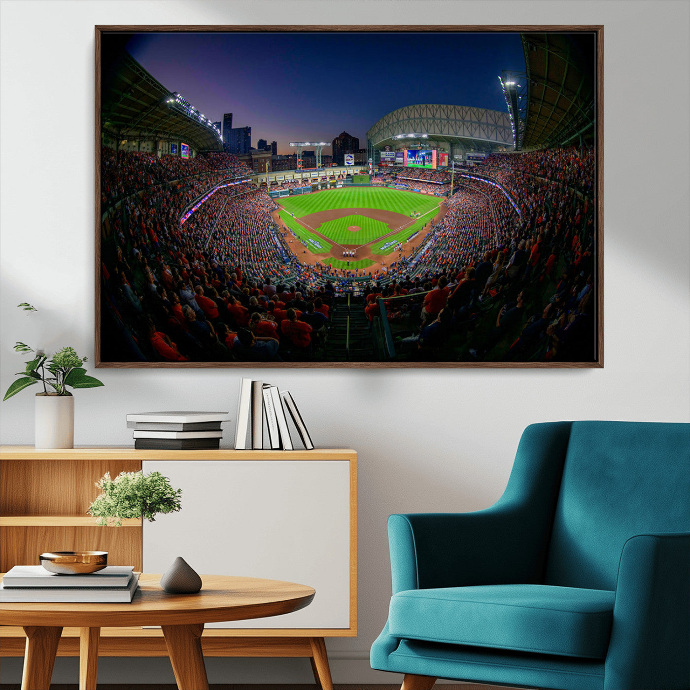 44322-MGV-FC-36X24_Walnut-Minute Maid Park Wall Art Canvas Print, Framed Houston Astros Stadium Art Picture Print, Houston Astros Field Perfect Sports Room