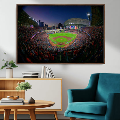 44322-MGV-FC-36X24_Walnut-Minute Maid Park Wall Art Canvas Print, Framed Houston Astros Stadium Art Picture Print, Houston Astros Field Perfect Sports Room