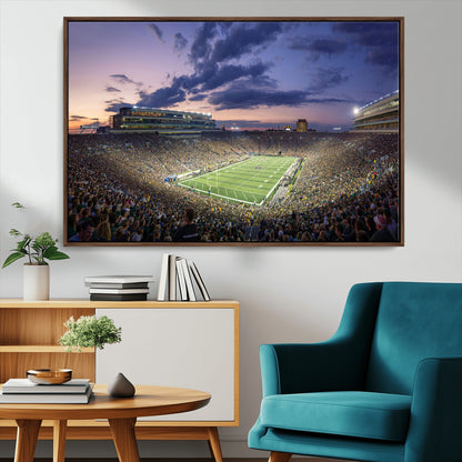 50825-MGV-CV-36X24-Notre Dame Stadium Wall Art Canvas Print, Framed Indiana Stadium Art Picture Print, Football Stadium Perfect Sports Room Decor