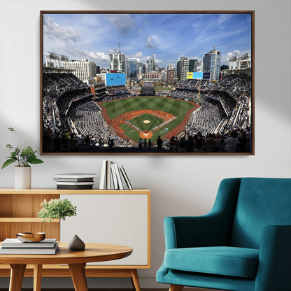87122-MGV-FC-36X24_Walnut-Petco Park Field Wall Art Canvas Print, Framed San Diego Stadium Art Picture Print, Petco Park Stadium Perfect Sport Room Decor