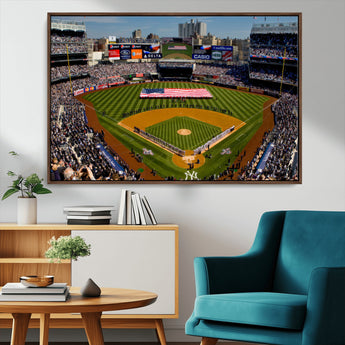 20879-MGV-CV-36X24-Yankee Stadium Wall Art Canvas Print, Framed New York Stadium Art Picture Print, Yankee Field Perfect Sport Room Decor Artwork