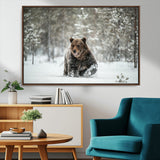 43350-MGV-CV-36X24-Wild Bear in Snow Wall Art – Majestic Wildlife Photography Print, Winter Forest Nature Decor for Cabin, Lodge, Rustic Home,
