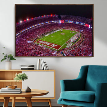 11343-MGV-CV-36X24-Bryant-Denny Stadium Wall Art – Panoramic Alabama Crimson Tide Football Field Canvas Print, Game Day Decor for Office, Man Cave or