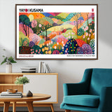 75201-MGV-CV-36X24-Yayoi Kusama Floral Wall Art – Vibrant Abstract Landscape Canvas Print, Modern Pop Art Poster for Living Room, Bedroom, or Gallery