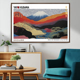 14839-MGV-CV-36X24-Yayoi Kusama Wall Art – Panoramic Mountain & River Canvas Print, Modern Abstract Japanese Landscape Decor for Living Room or