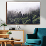 42578900-MGV-CV-36X24-Misty Pine Forest Wall Art – Tranquil Foggy Mountain Canvas Print, Nature Landscape Décor for Bedroom, Living Room, Cabin or