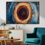30457-MGV-CV-36X24-Tree Ring Wall Art – Abstract Wood Grain Canvas Print with Brown and Blue Swirl, Rustic Nature Inspired Artwork for Living Room,