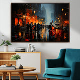 32816-MGV-CV-36X24-City Jazz Night Wall Art – Modern Abstract Urban Street Scene Canvas Print, Moody Music-Themed Decor for Living Room, Office, or