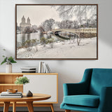 60292-MGV-CV-36X24-Central Park Winter Wall Art – Snowy Bow Bridge Canvas Print, Scenic New York City Landscape Photography for Living Room, Bedroom