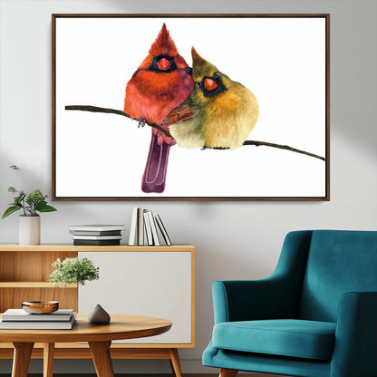 67752-MGV-CV-36X24-Cardinal Couple Wall Art – Male and Female Cardinal Canvas Print, Romantic Bird Artwork for Nature Lovers, Living Room, Bedroom,