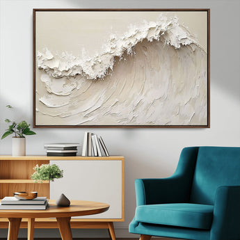 45175-MGV-CV-36X24-Textured Wave Wall Art Canvas Print, Framed Minimal Seascape Art Picture Print, Elegant Wave Perfect Modern Coastal Decor Artwork
