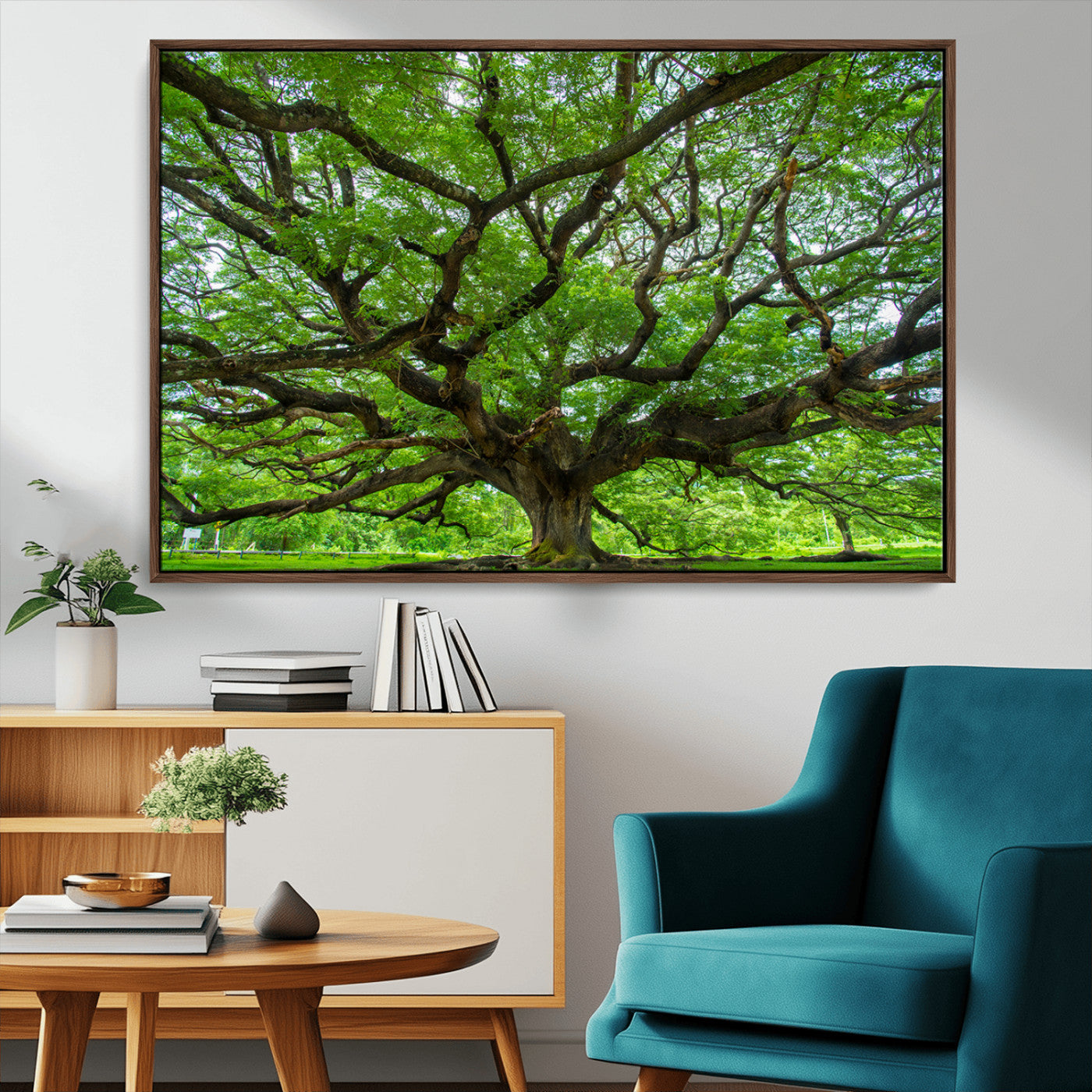 49375306-MGV-CV-36X24-Ancient Tree Wall Art Canvas Print, Framed Sprawling Branches Art Picture Print, Gnarling Tree Perfect Earthy Natural Decor