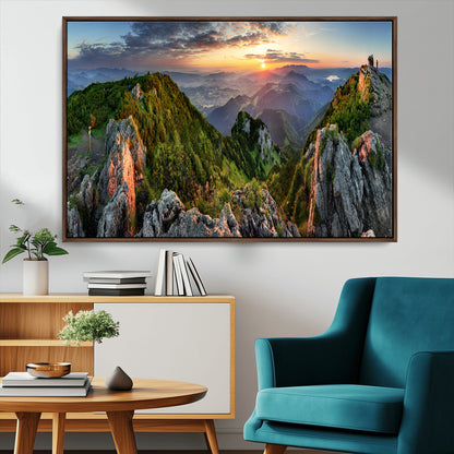 51582565-MGV-CV-36X24-Mountain Sunrise Panorama Wall Art – Scenic Landscape Canvas Print, Hiking Adventure Nature Photography, Large Mountain Range Wall