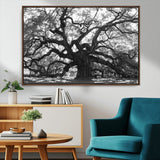 81655611-MGV-CV-36X24-Ancient Oak Wall Art Canvas Print, Framed Twisted Branches Art Picture Print, Gnarled Tree Perfect Moody Nature Decor Artwork