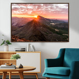 50957419-MGV-CV-36X24-Mountain Sunrise Wall Art Canvas Print, Framed Alpine Ridge Art Picture Print, Mountain Range Perfect Vibrant Rustic Decor Artwork