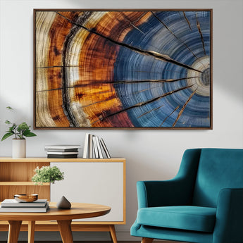 96890915-MGV-CV-36X24-Abstract Tree Ring Wall Art – Rustic Nature Canvas Print with Wood Grain Texture, Modern Earth Tone Artwork for Office, Living