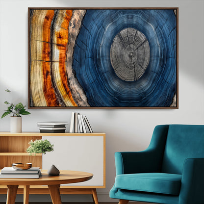 84489410-MGV-CV-36X24-Framed Abstract Tree Ring Wall Art Print, Natural Rustic Wood Texture Canvas Print, Wood Tree Stump Farmhouse, Log Cabin Wooden