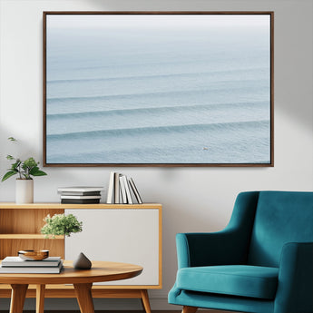 47814787-MGV-CV-36X24-Ocean Waves Wall Art Canvas Print, Framed Solo Surfer Art Picture Print, Wave Lines Perfect Minimalist Ocean Decor Artwork