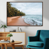 88125882-MGV-CV-36X24-Tropical Shoreline Wall Art Canvas Print, Framed Palm Trees Art Picture Print, Tropical Ocean Perfect Tropical Coastal Decor