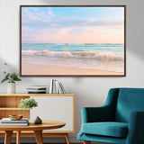 74679437-MGV-CV-36X24-Pastel Ocean Wall Art Canvas Print, Framed Beach Waves Art Picture Print, Soft Sunset Perfect Pastel Coastal Decor Artwork