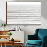 66534476-MGV-CV-36X24-Lone Surfer Wall Art Canvas Print, Framed Ocean Waves Art Picture Print, Minimal Sea Perfect Minimal Coastal Decor Artwork