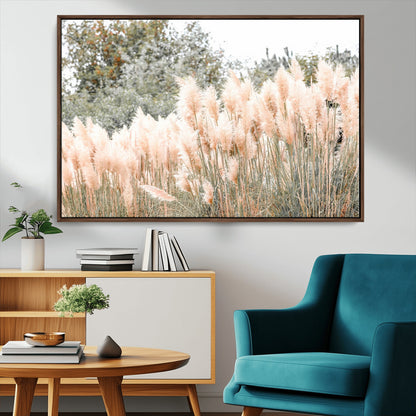 21826392-MGV-CV-36X24-Pampas Grass Wall Art Canvas Print, Framed Soft Pampas Art Picture Print, Pastel Grasses Perfect Soft Neutral Boho Decor Artwork