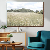 43258946-MGV-CV-36X24-Daisy Field Wall Art Canvas Print, Framed Pastel Flower Art Picture Print, Meadow Bloom Perfect Scandinavian Minimalist Decor