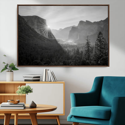 39278955-MGV-CV-36X24-Yosemite Valley Wall Art Canvas Print, Framed El Capitan Art Picture Print, Misty Mountain Perfect Modern Rustic Decor Artwork