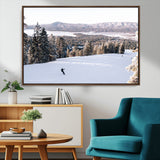 79857868-MGV-CV-36X24-Snowy Mountain Wall Art Canvas Print, Framed Ski Slope Art Picture Print, Winter Forest Perfect Modern Rustic Decor Artwork
