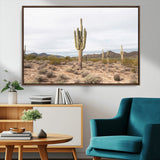 96147924-MGV-CV-36X24-Saguaro Cactus Wall Art Canvas Print, Framed Desert Cactus Art Picture Print, Earthy Desert Perfect Southwestern Boho Decor