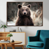 47112103-MGV-CV-36X24-Brown Bear Wall Art Canvas Print, Framed Forest Wildlife Art Picture Print, Woodland Bear Perfect Rustic Cabin Decor Artwork