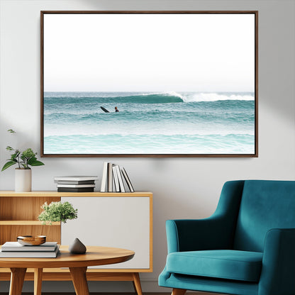 56345117-MGV-CV-36X24-Minimalist Surfing Wall Art Canvas Print, Framed Ocean Waves Art Picture Print, Soft Ocean Perfect Minimalist Coastal Decor
