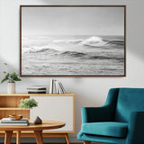 98634812-MGV-CV-36X24-Black and White Ocean Waves Wall Art – Minimalist Sea Canvas Print, Coastal Photography Decor for Living Room, Bedroom or Office