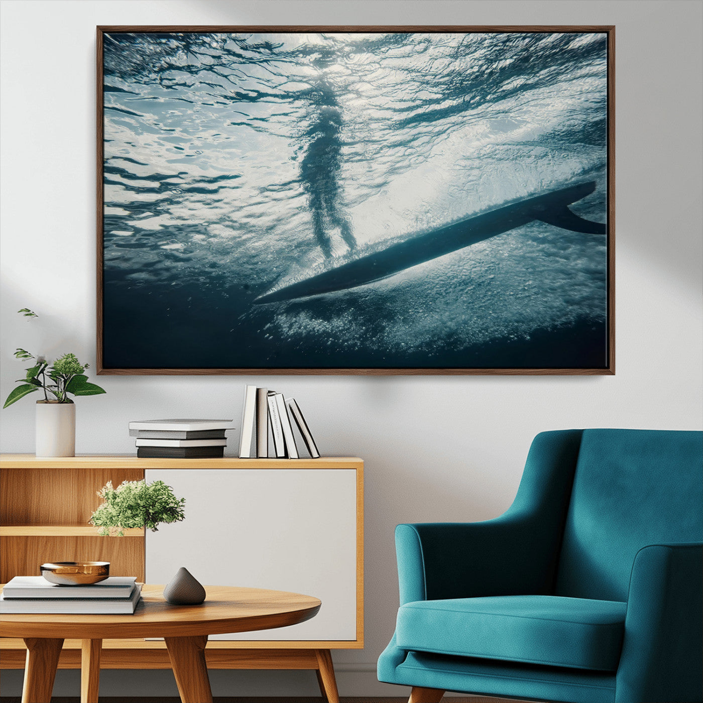 71192524-MGV-CV-36X24-Submerged Surf Wall Art Canvas Print, Framed Underwater Perspective Art Picture Print, Ocean Surf Perfect Coastal Adventure Decor