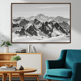 32399691-MGV-CV-36X24-Snowy Mountain Wall Art Canvas Print, Framed Mountain Peaks Art Picture Print, Alpine Mountains Perfect Minimalist Alpine Decor