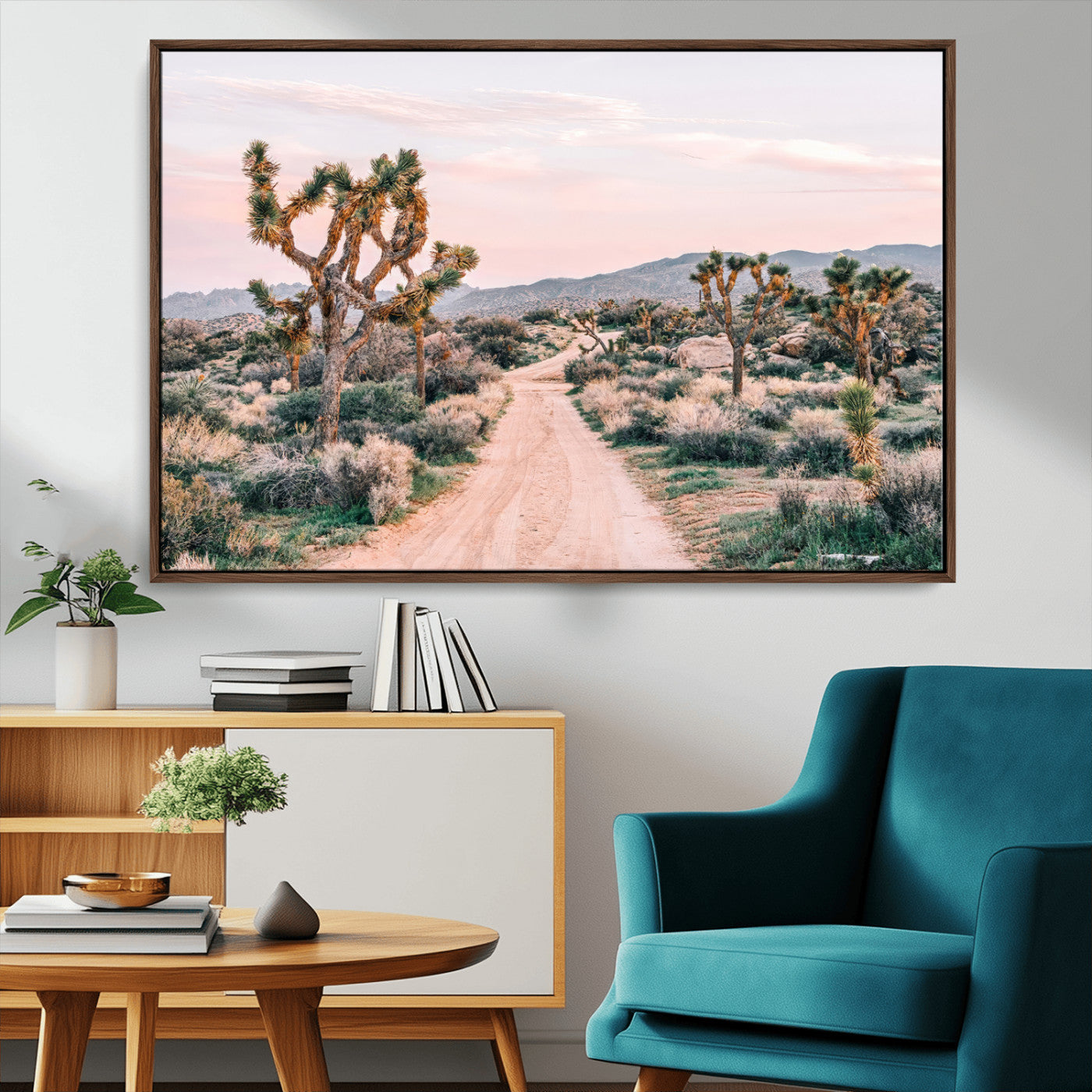 12540952-MGV-CV-36X24-Joshua Tree Park Wall Art Canvas Print, Framed Desert Road Art Picture Print, Sunset Drive Perfect Southwestern Boho Decor Artwork