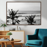 17508038-MGV-CV-36X24-Tropical Coastline Wall Art Canvas Print, Framed Palm Trees Art Picture Print, Ocean Waves Perfect Minimalist Coastal Decor