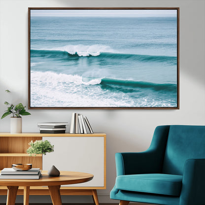 73692470-MGV-CV-36X24-Ocean Swell Wall Art Canvas Print, Framed Surf Waves Art Picture Print, Blue Water Perfect Coastal Dynamic Decor Artwork