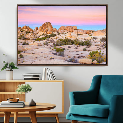 96167137-MGV-CV-36X24-Vibrant Sunset Sky Wall Art Canvas Print, Framed Joshua Tree Art Picture Print, Rugged Terrain Perfect Southwestern Boho Decor