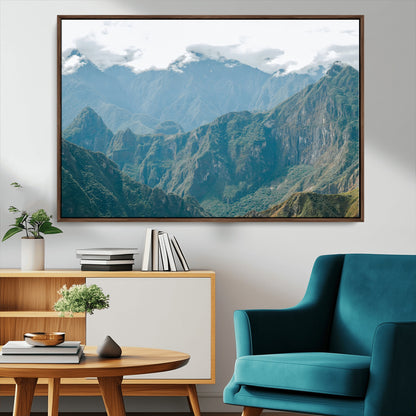79393816-MGV-CV-36X24-Misty Mountain Wall Art Canvas Print, Framed Cloudy Andean Art Picture Print, Rugged Mountain Perfect Rustic Nature Decor Artwork